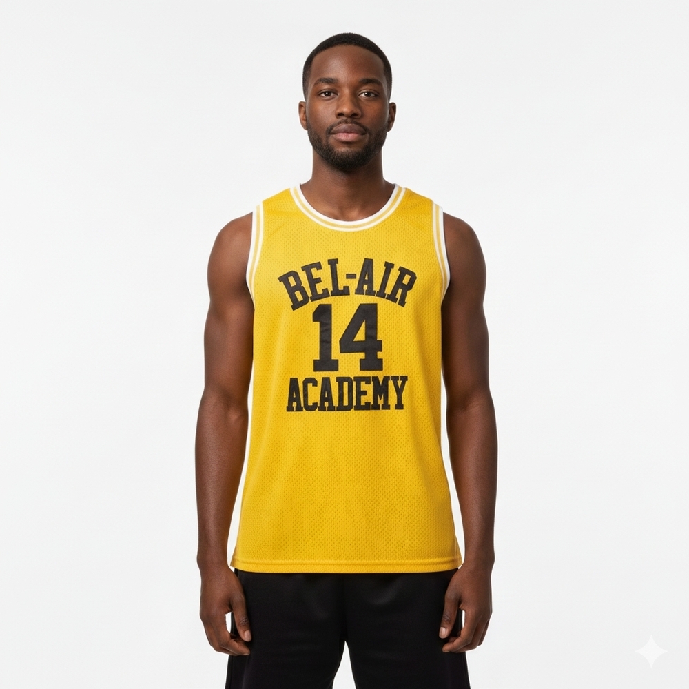 Fresh Prince Bel-Air Academy #14 Will Smith Yellow Basketball Jersey Size Large